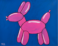 Pink Balloon Dog, 8"x10" Original
