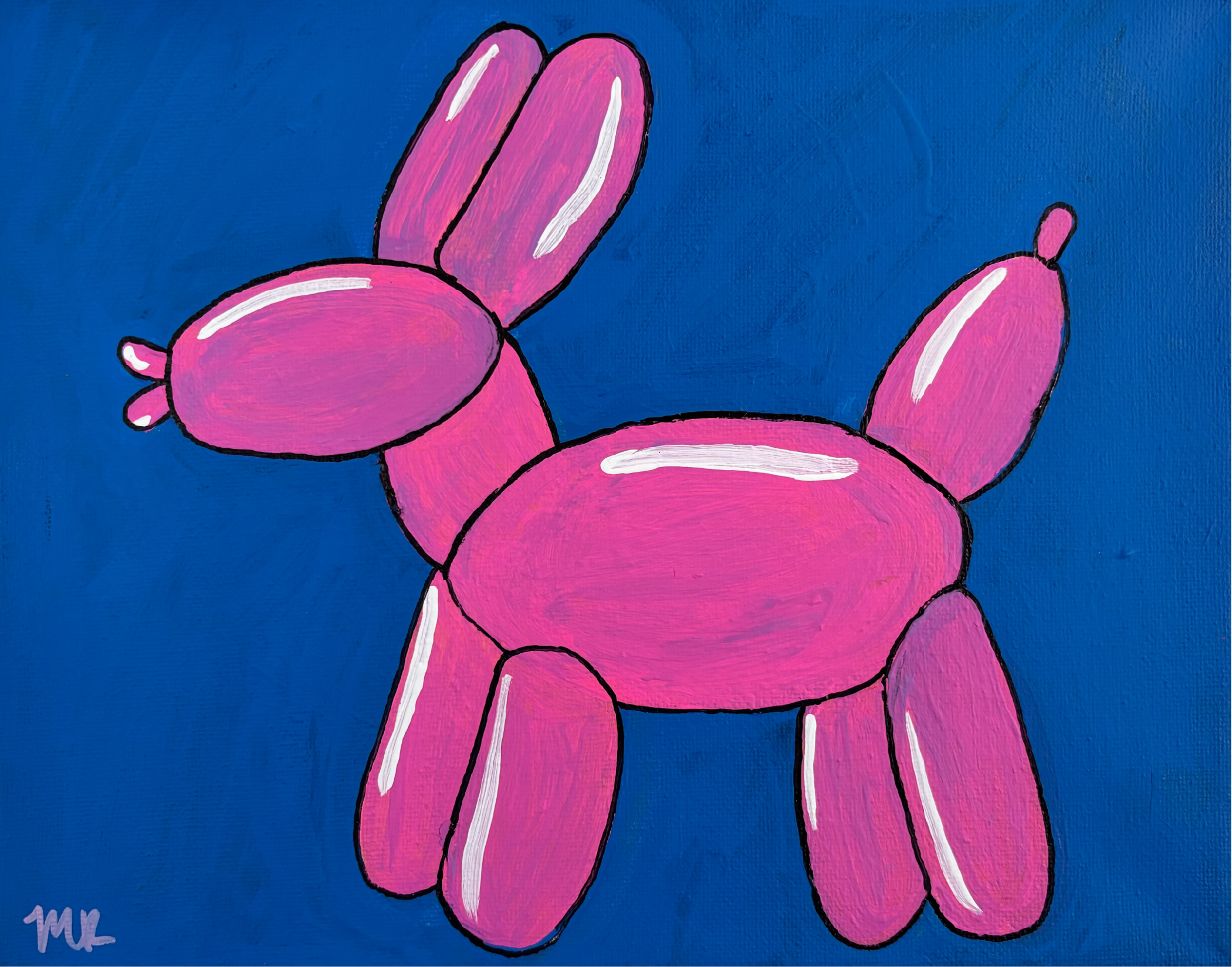 Pink Balloon Dog, 8"x10" Original
