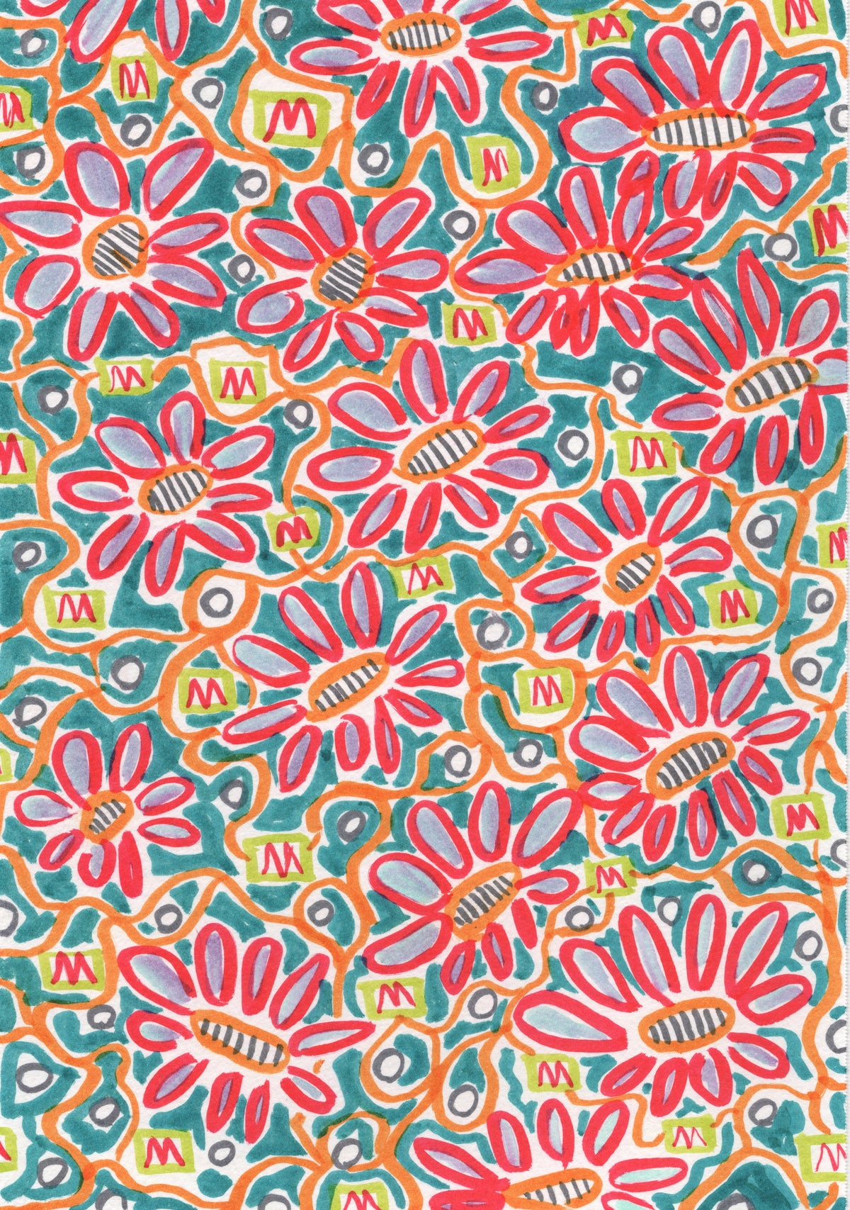 Floral Bugs, 10"x7" Original