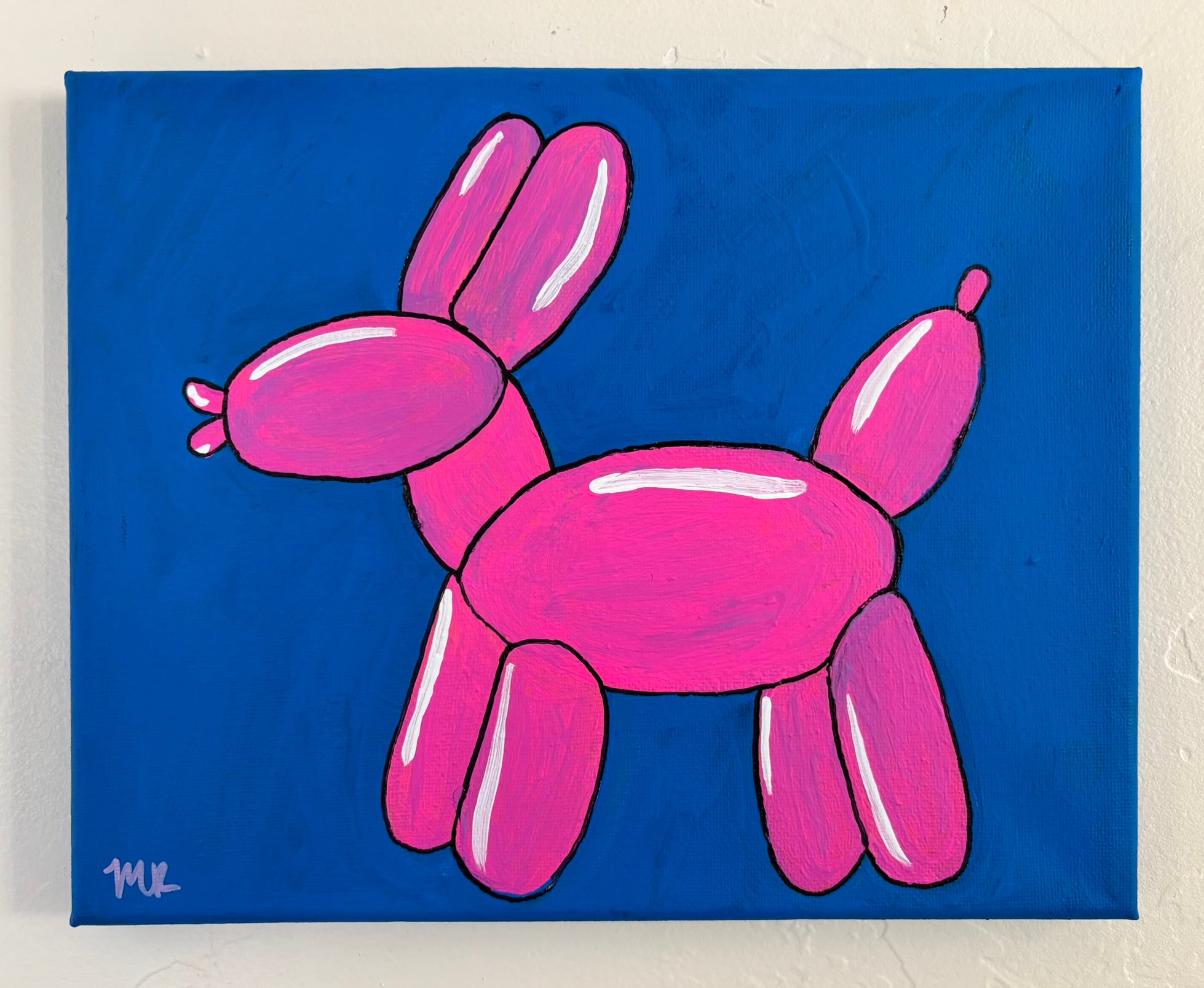 Pink Balloon Dog, 8"x10" Original