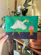 Egret With Ice Cream, 5"x7" Original