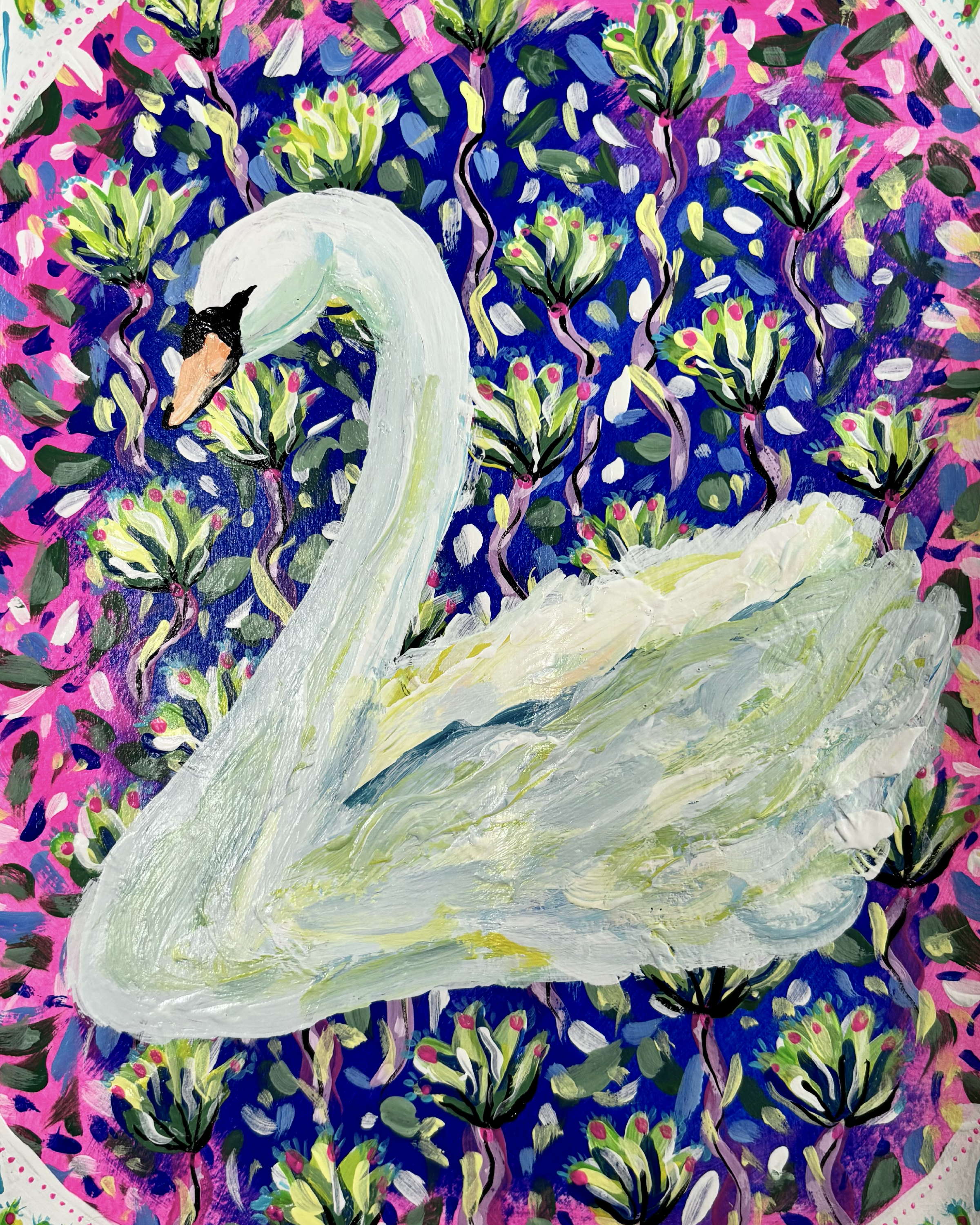 Spring Swan #2, 10"x7" Original